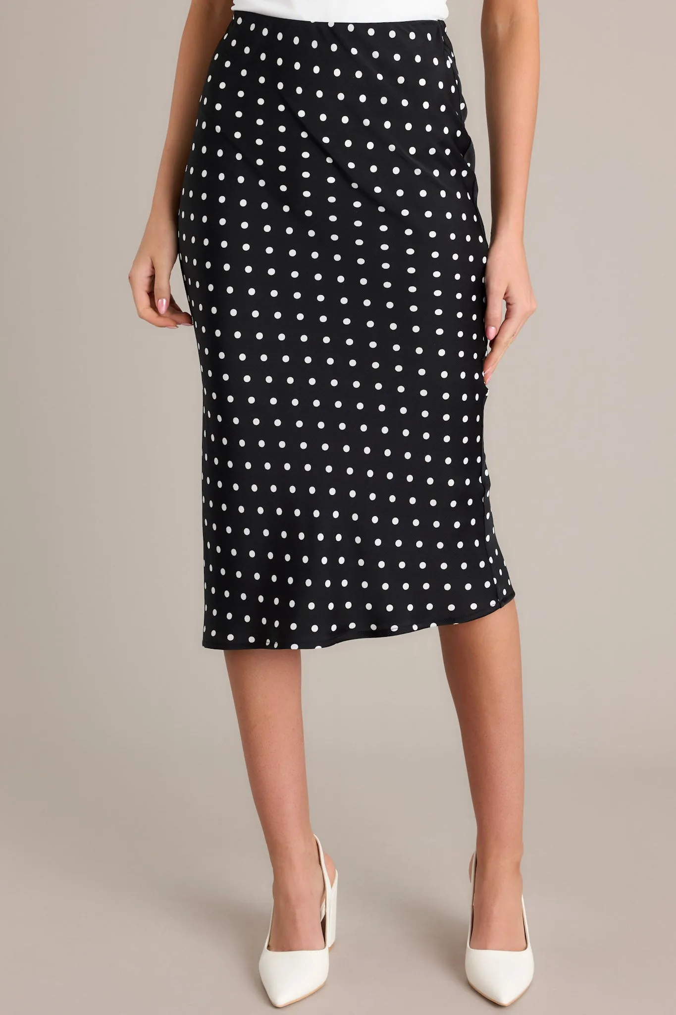 Speckled Splendor Black Polka Dot Midi Skirt