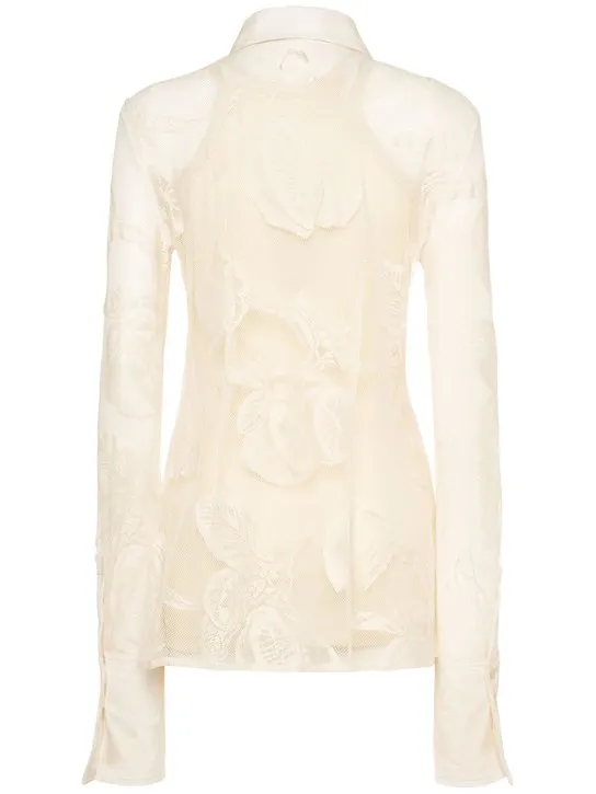 Sportmax   Asti lace shirt w/ jersey tank top 