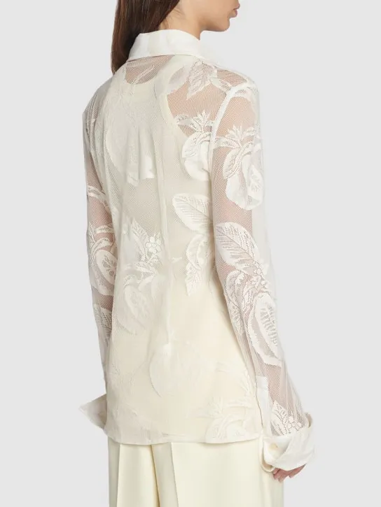 Sportmax   Asti lace shirt w/ jersey tank top 