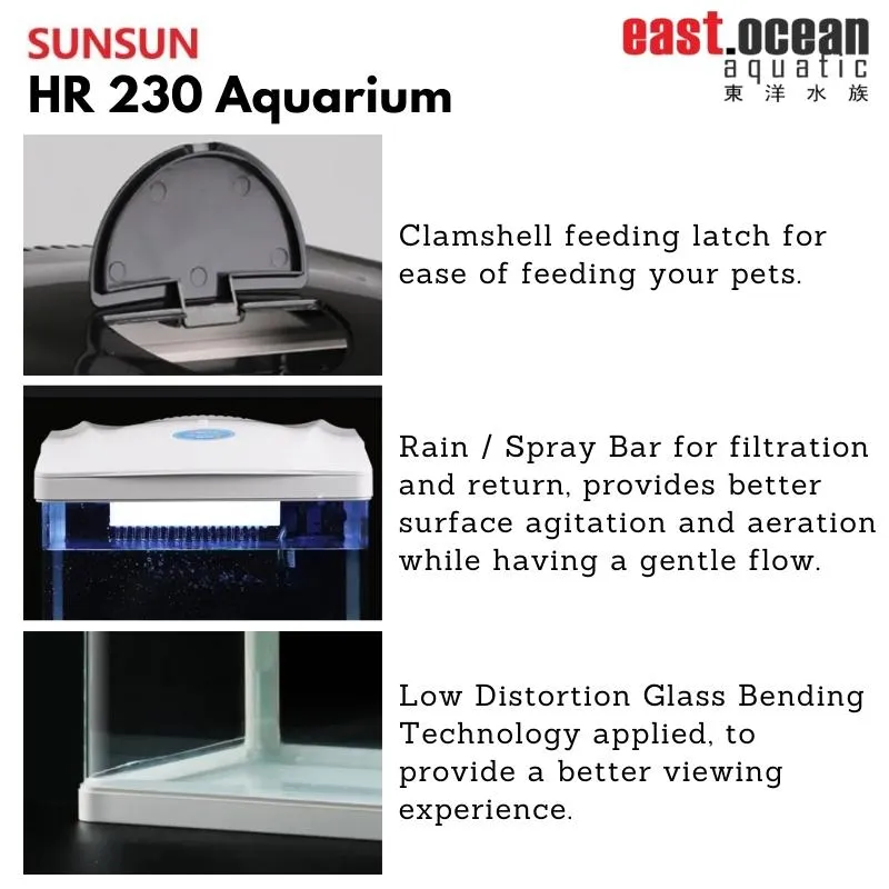 SUNSUN HR-230 Aquarium (23cm) - Tank Only  (Black / White)