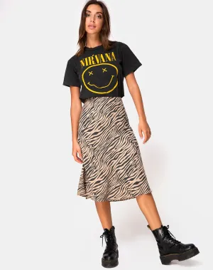 Tauri Midi Skirt in 90's Zebra Taupe