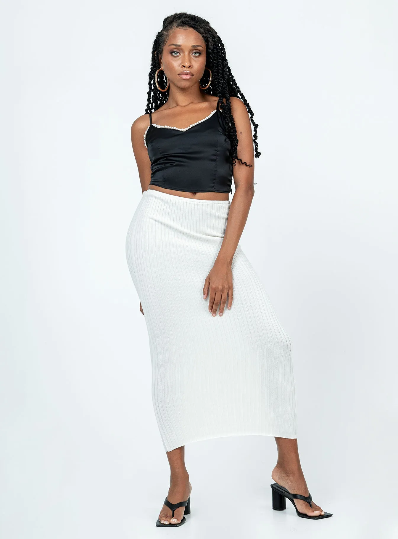 The Samma Midi Skirt White