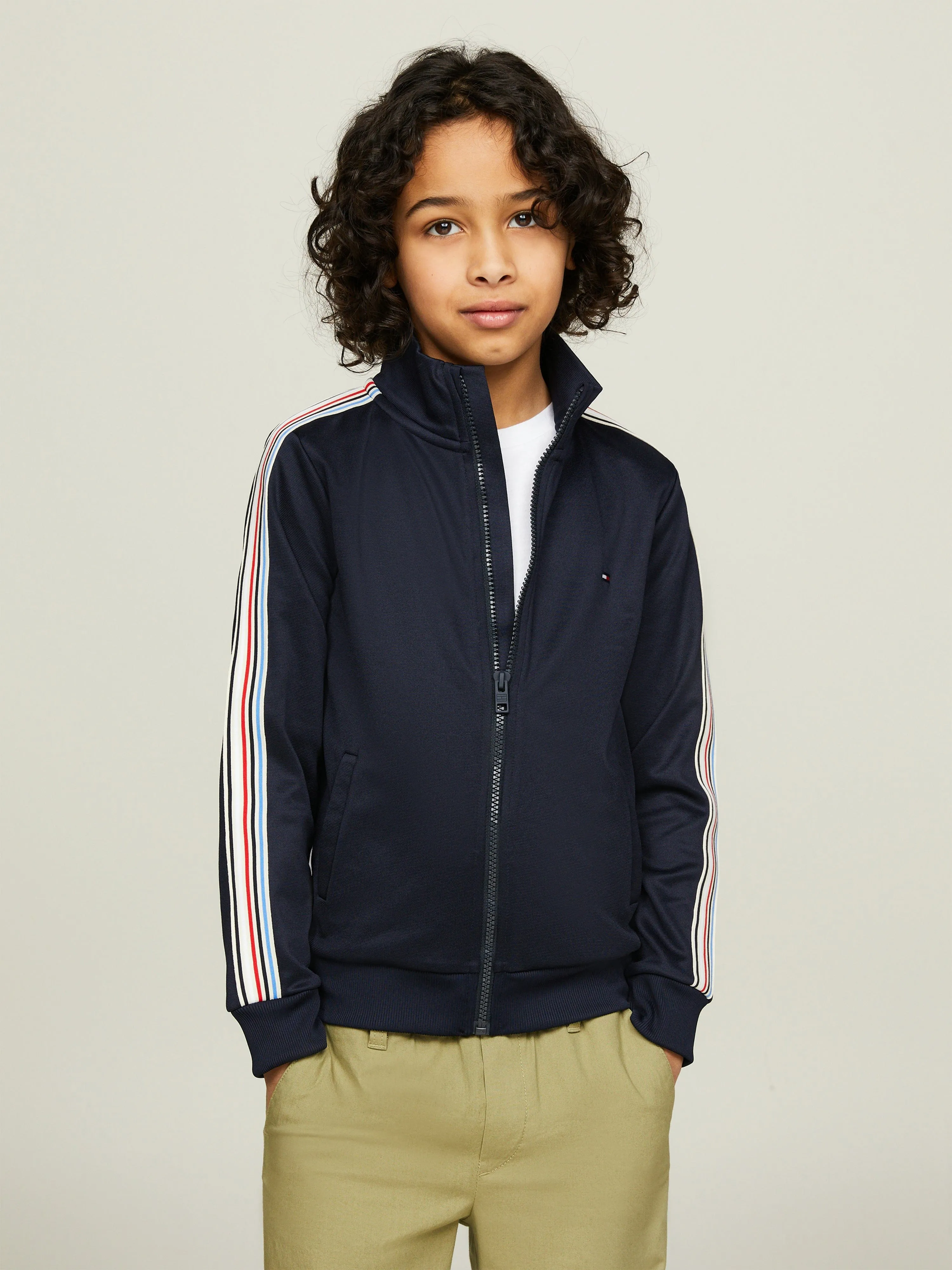 Tommy Hilfiger Kids Stripe Tape Track Jacket in Navy