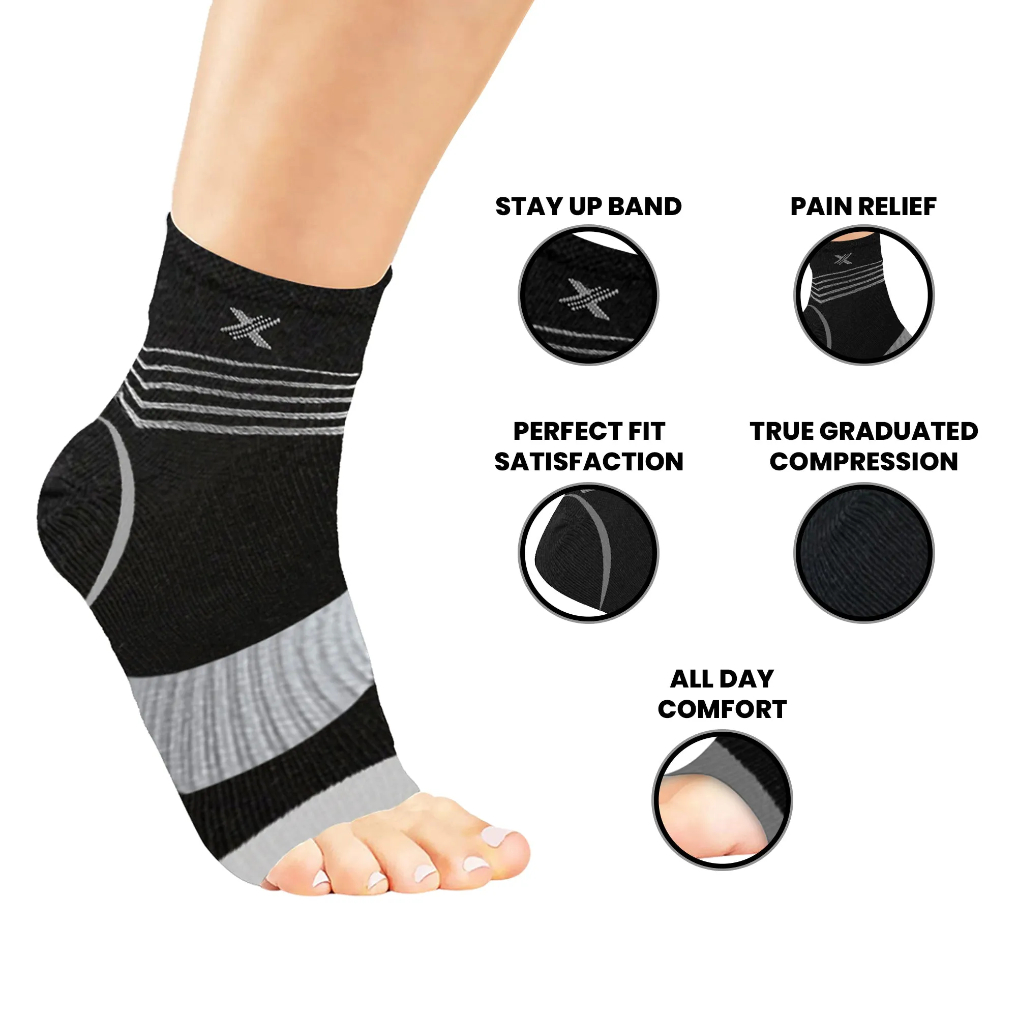 Ultra-V Striped Compression Ankle Sleeves