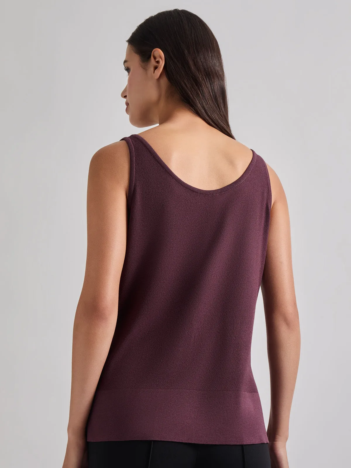 V-Neck Soft Knit Tank Top, Mahogany