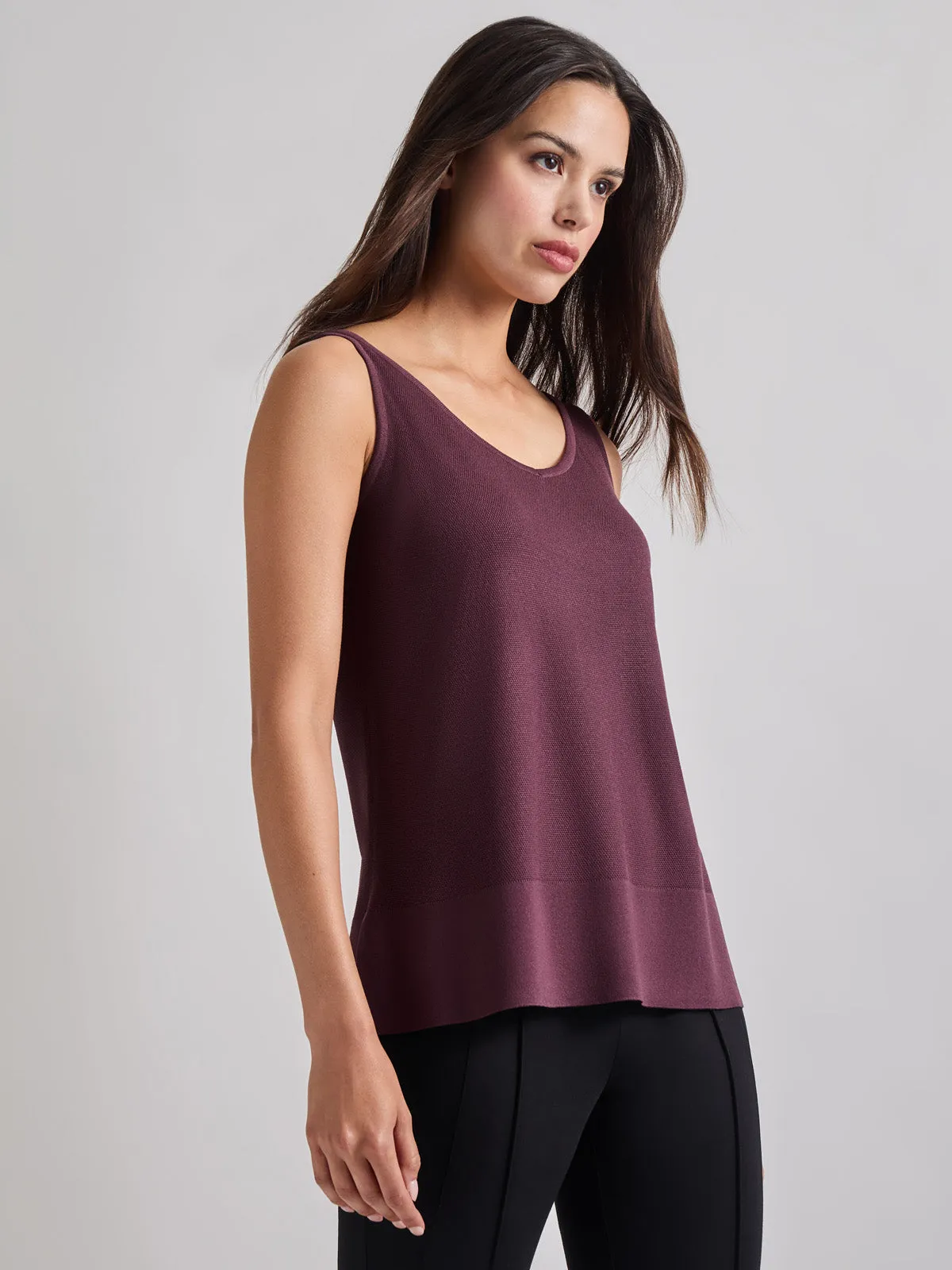 V-Neck Soft Knit Tank Top, Mahogany