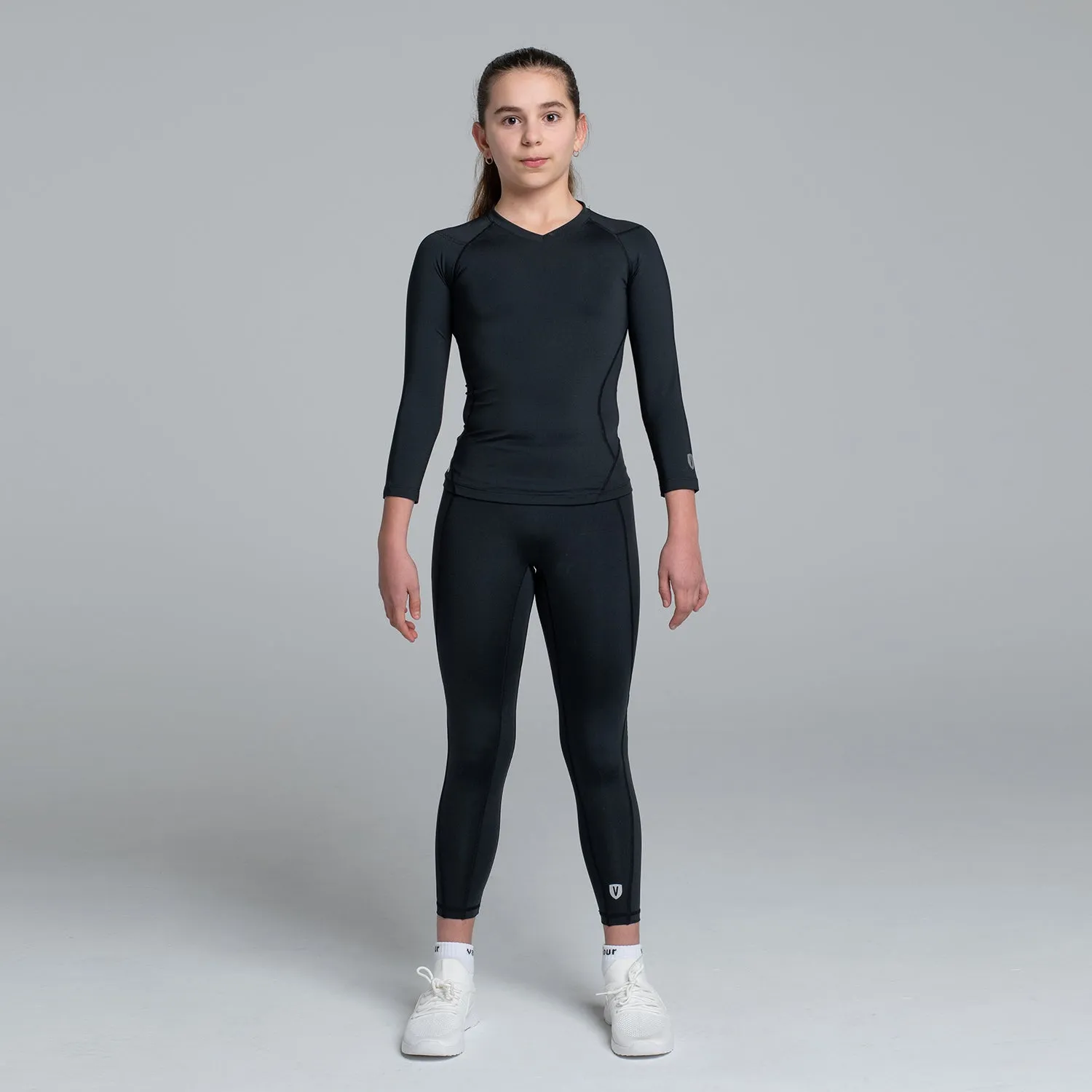 Valour Compression - Girls Black Long Sleeve Top