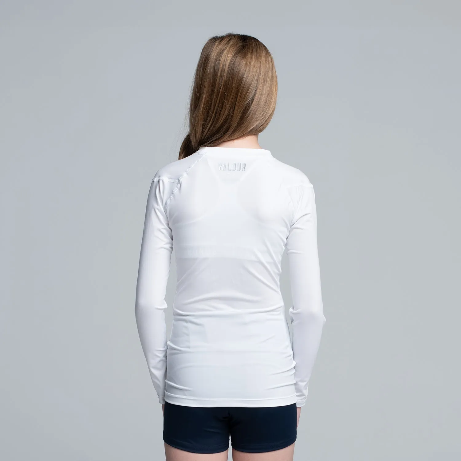 Valour Compression - Girls White Long Sleeve Top