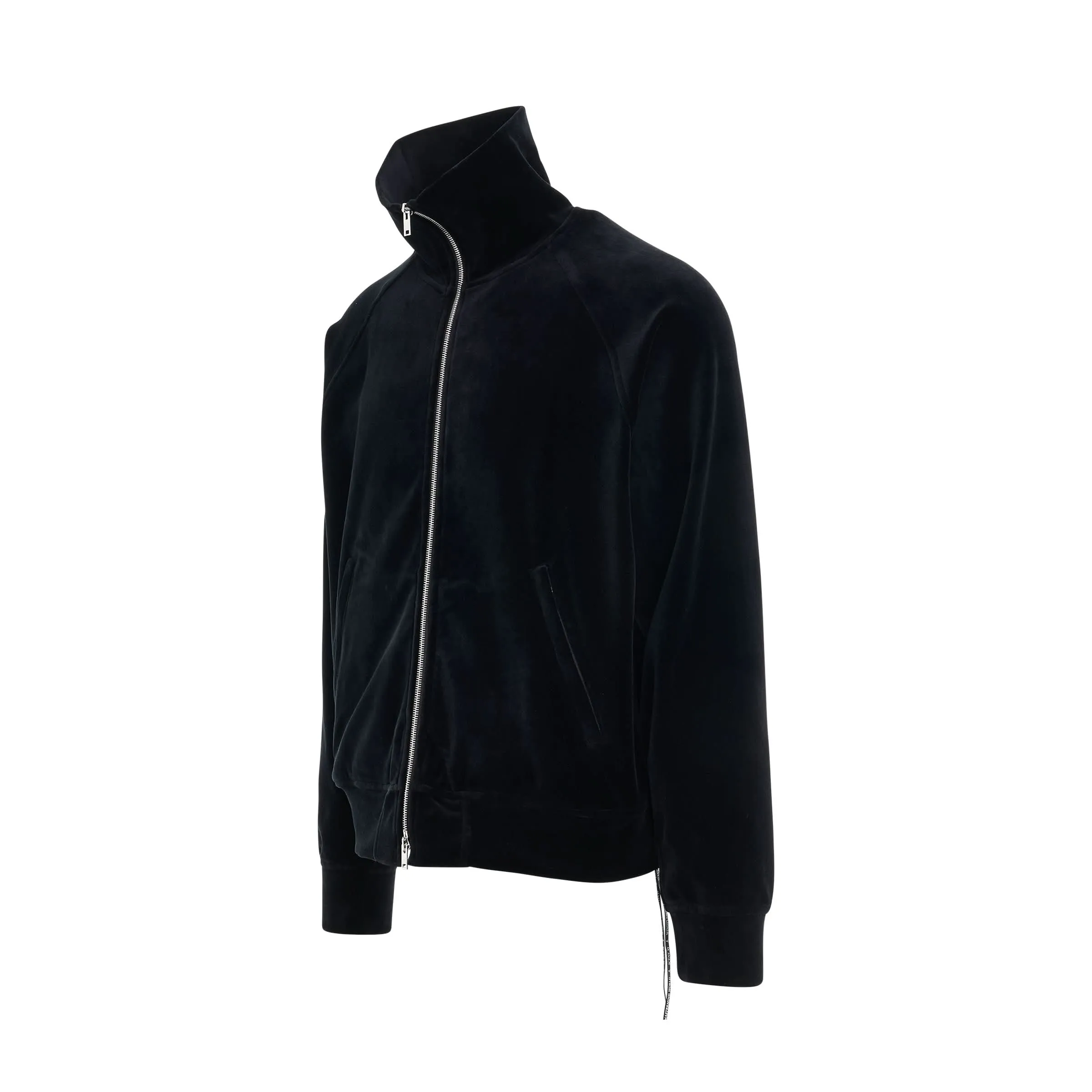 Velour Track Jacket in Black