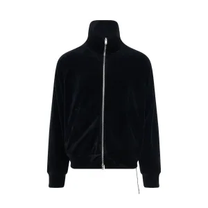 Velour Track Jacket in Black