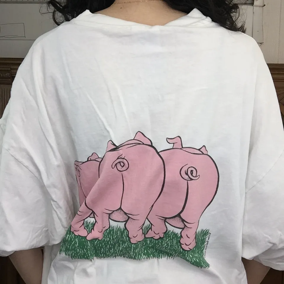 Vintage 80s 90s | Pigs Novelty T Shirt | Size XXL