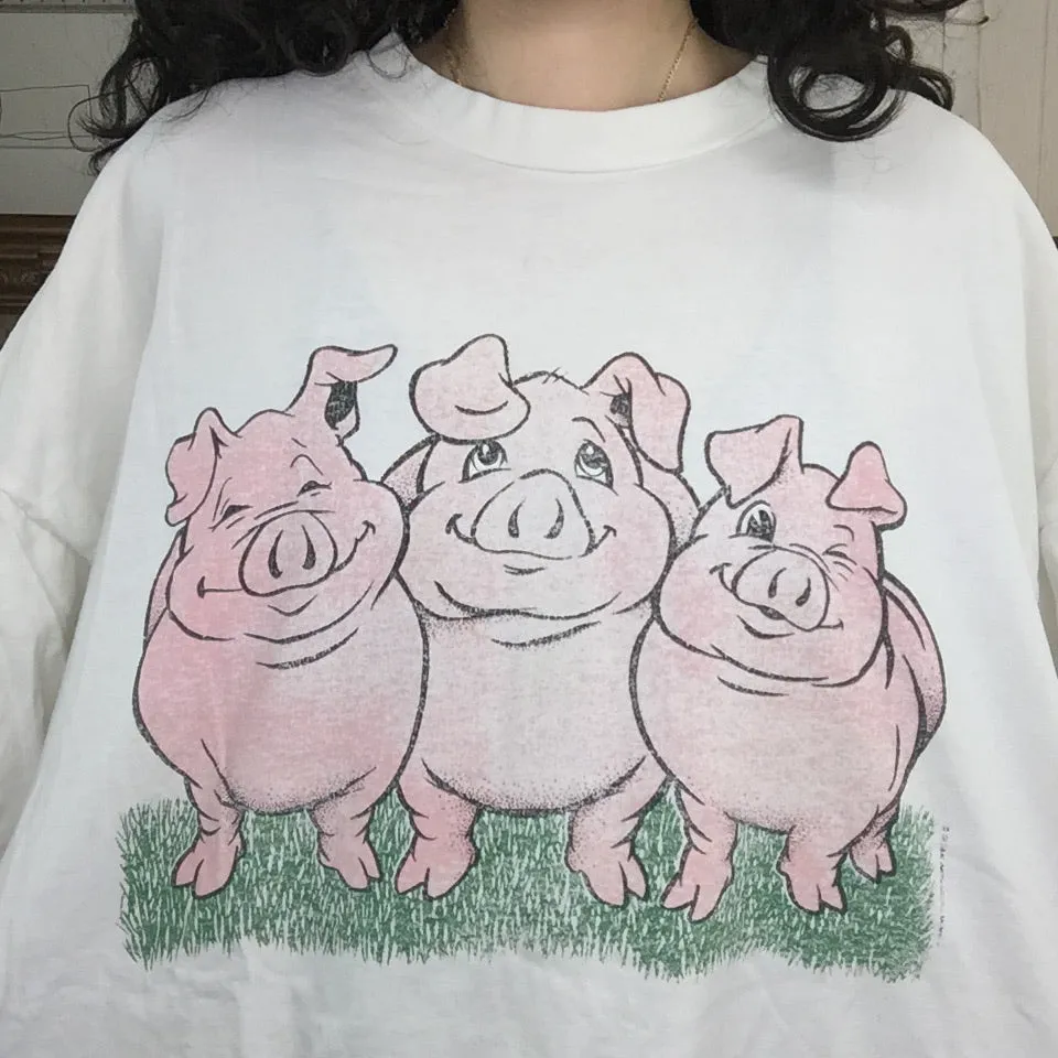 Vintage 80s 90s | Pigs Novelty T Shirt | Size XXL