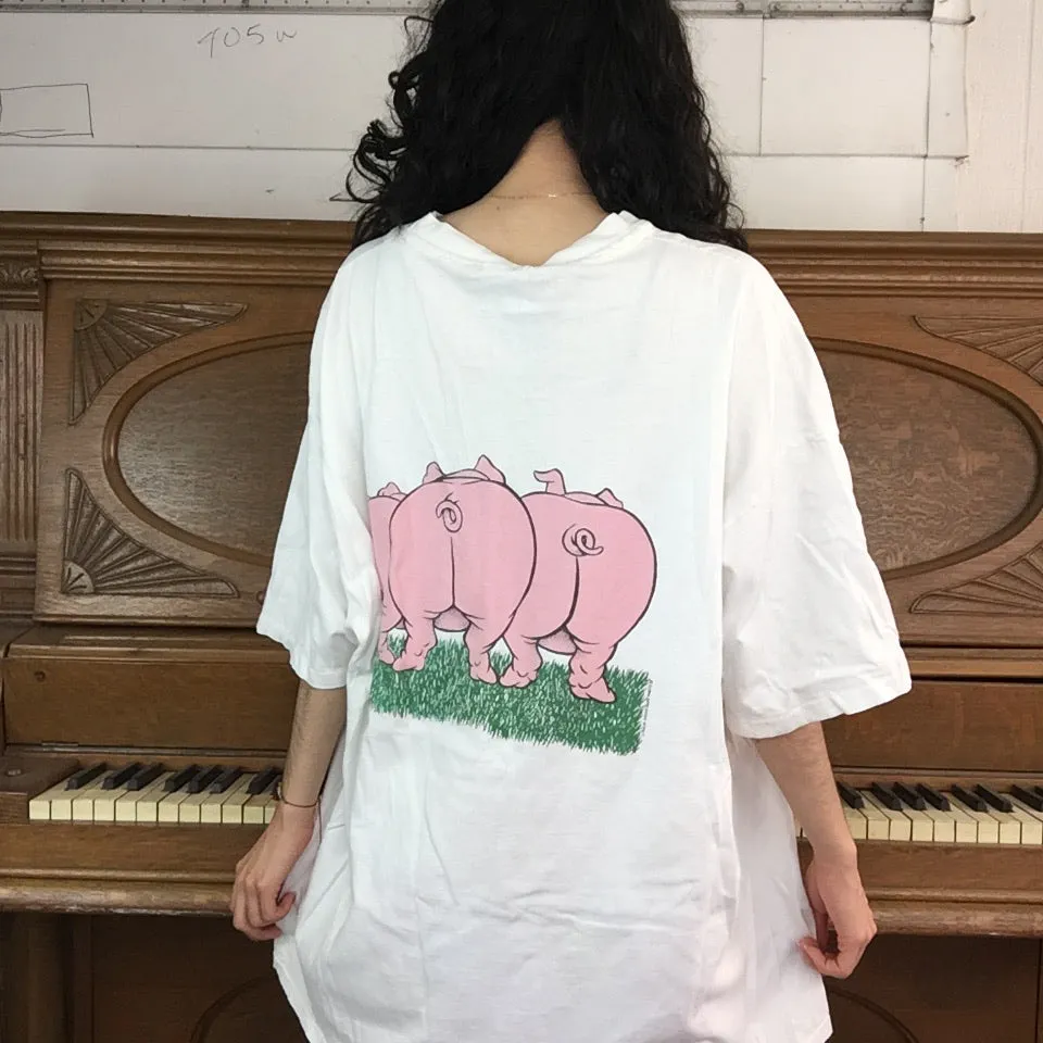 Vintage 80s 90s | Pigs Novelty T Shirt | Size XXL