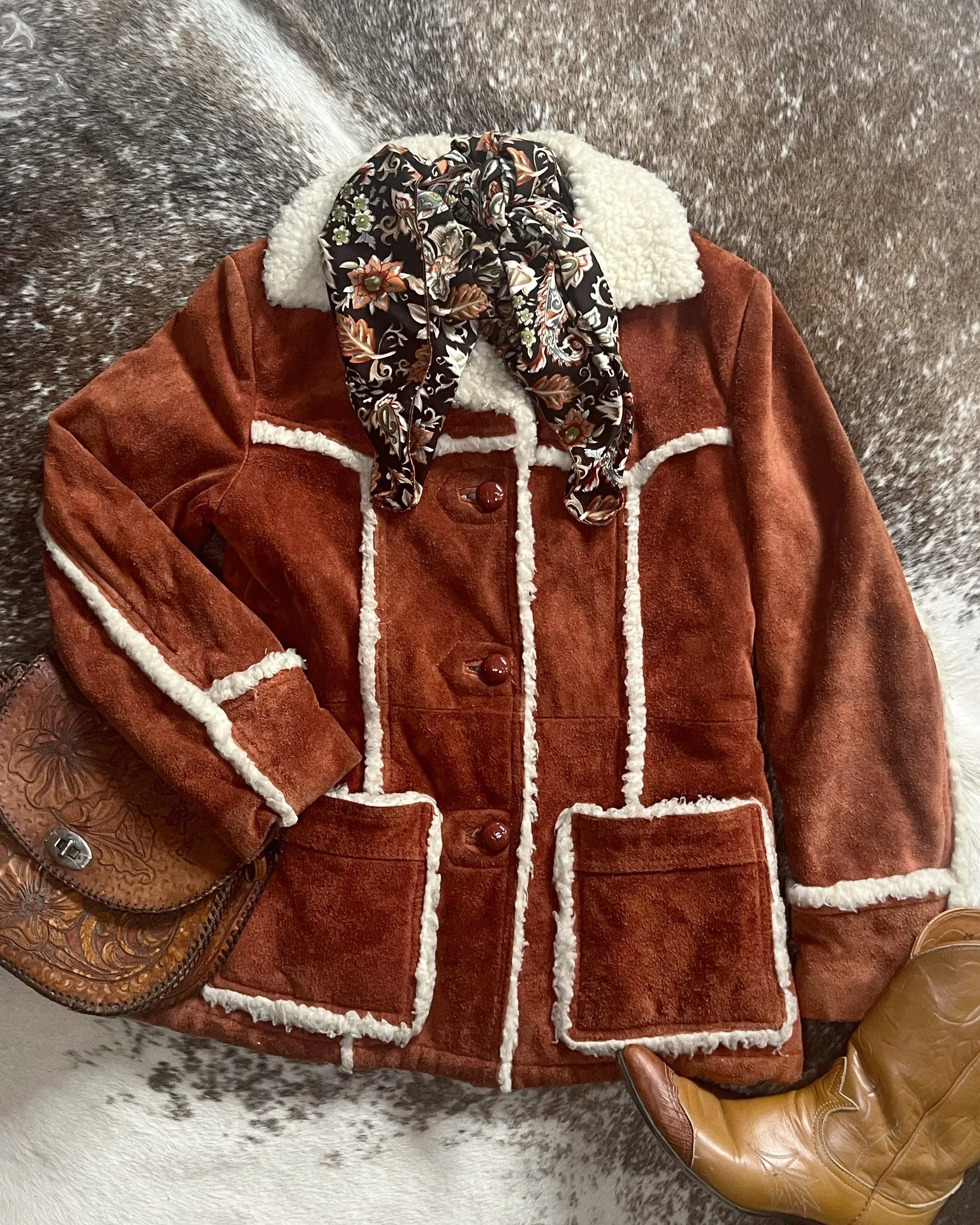 Vintage Women’s Shearling and Leather Coat 10/12