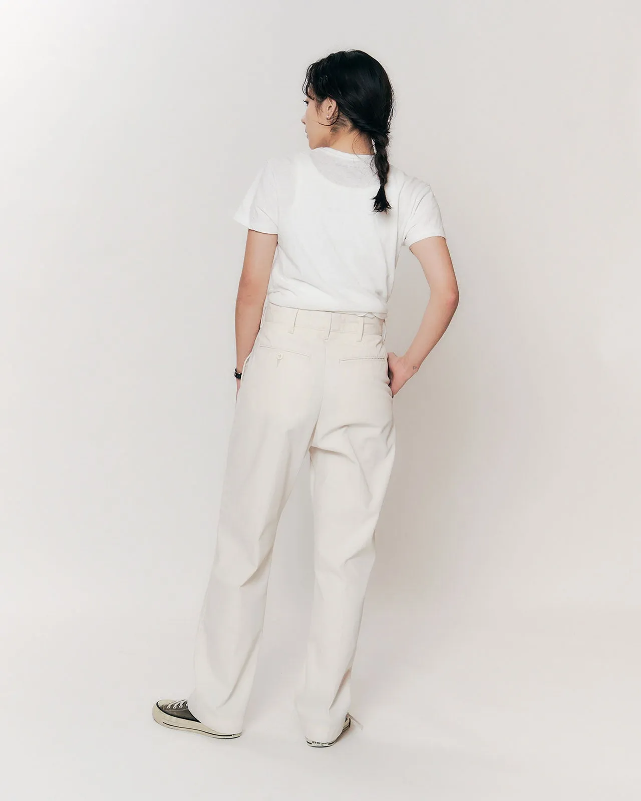 WASHED HIGH WAIST CHINO PANTS