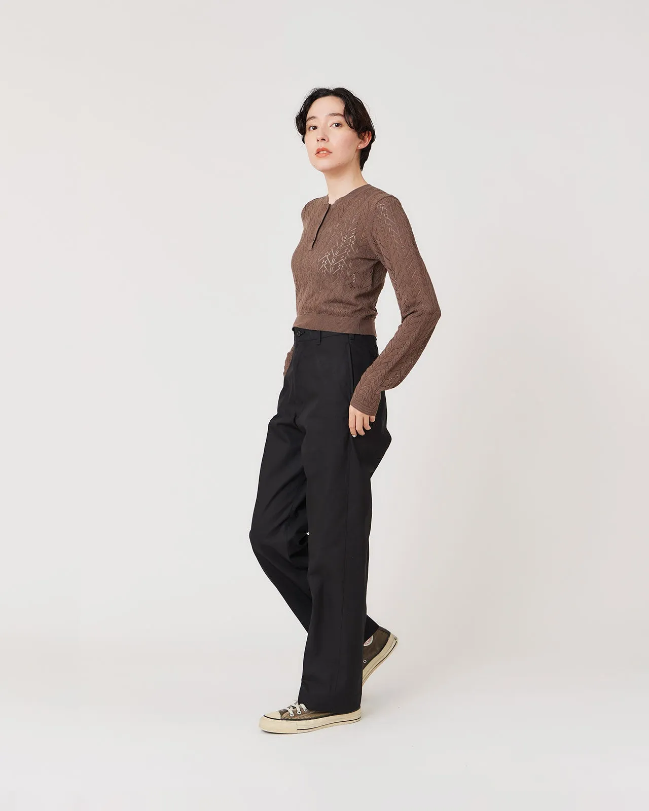 WASHED HIGH WAIST CHINO PANTS