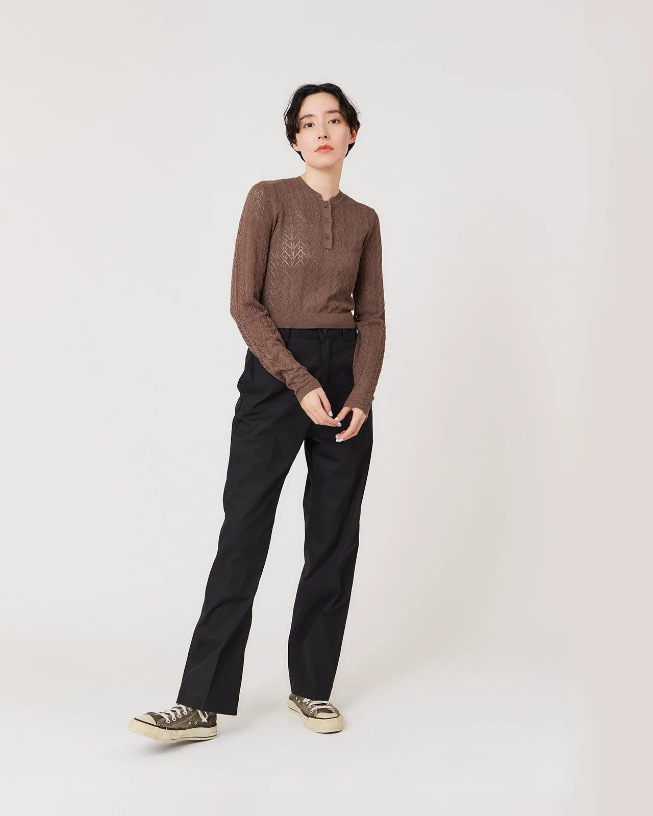 WASHED HIGH WAIST CHINO PANTS