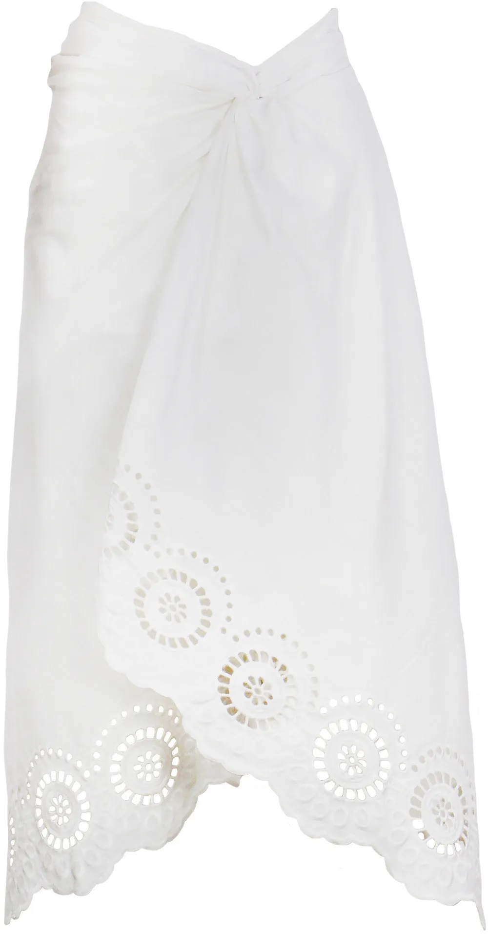 White Eyelet Wrap Midi Skirt