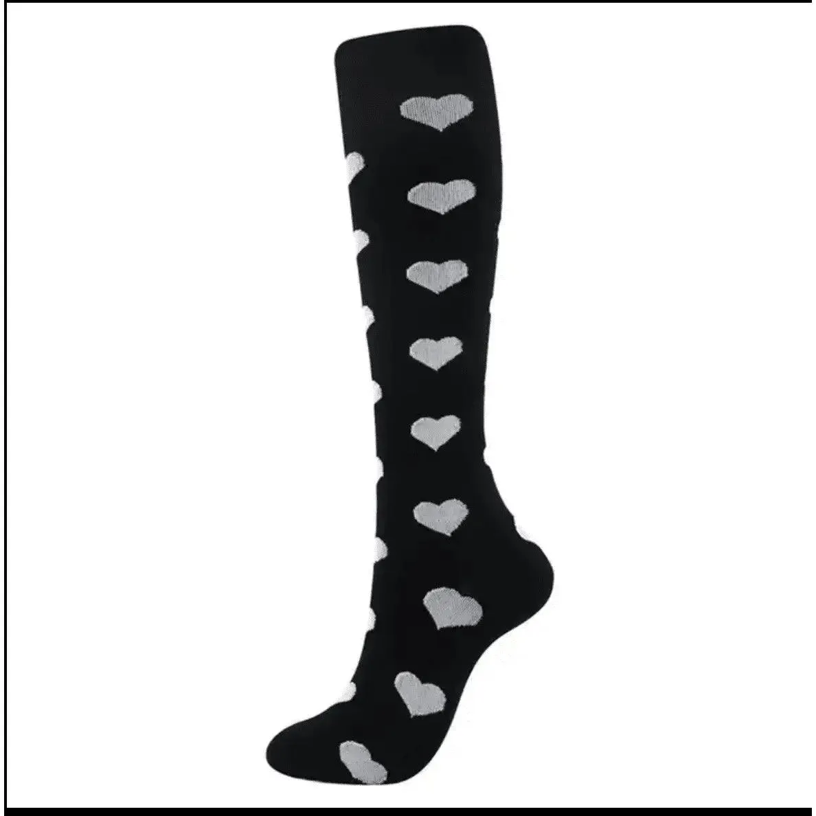 White Hearts Compression Socks