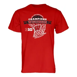 Wisconsin Badgers 2020 BIG 10 Basketball Champions Net Red T-Shirt