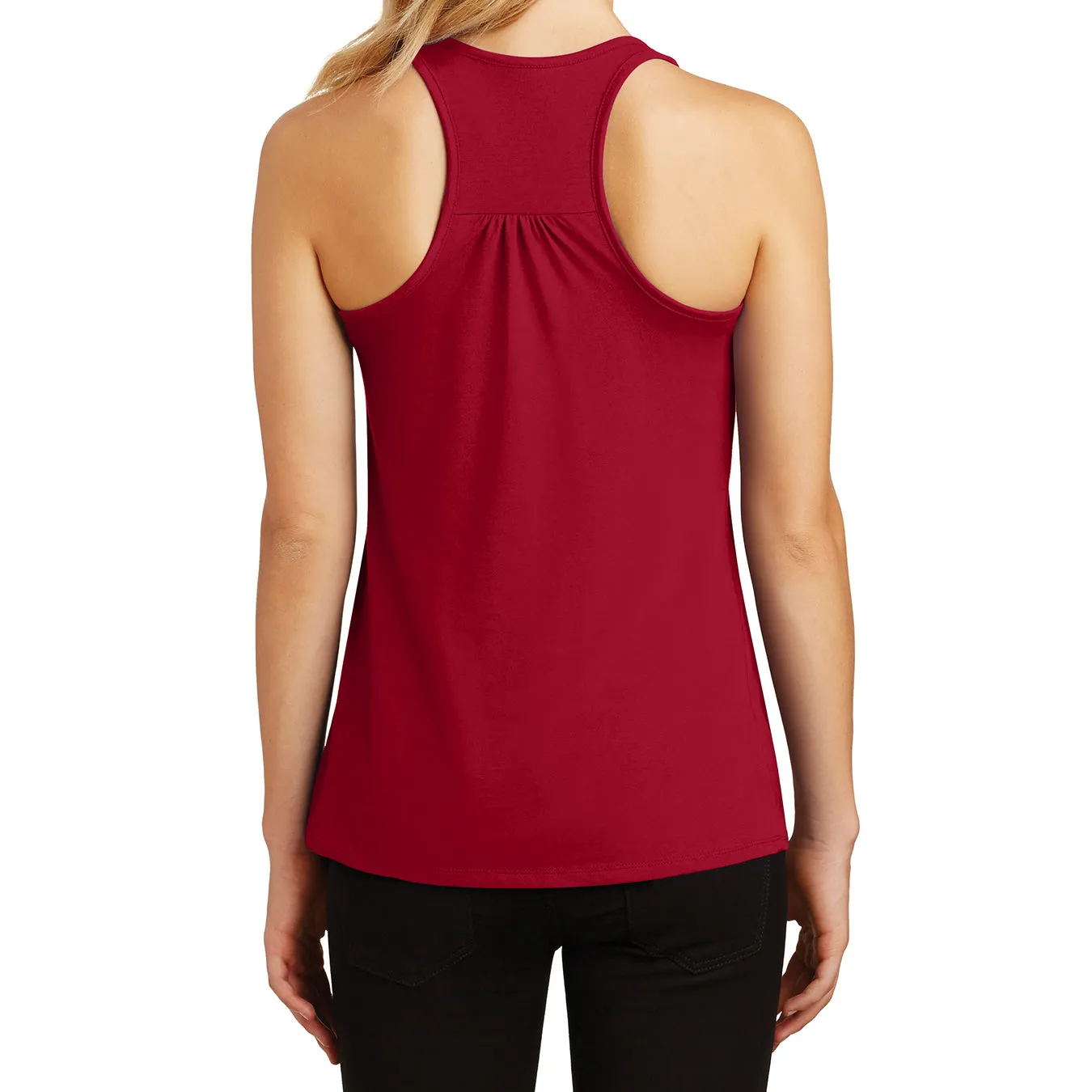 Womens Solid Gathered Racerback Tank