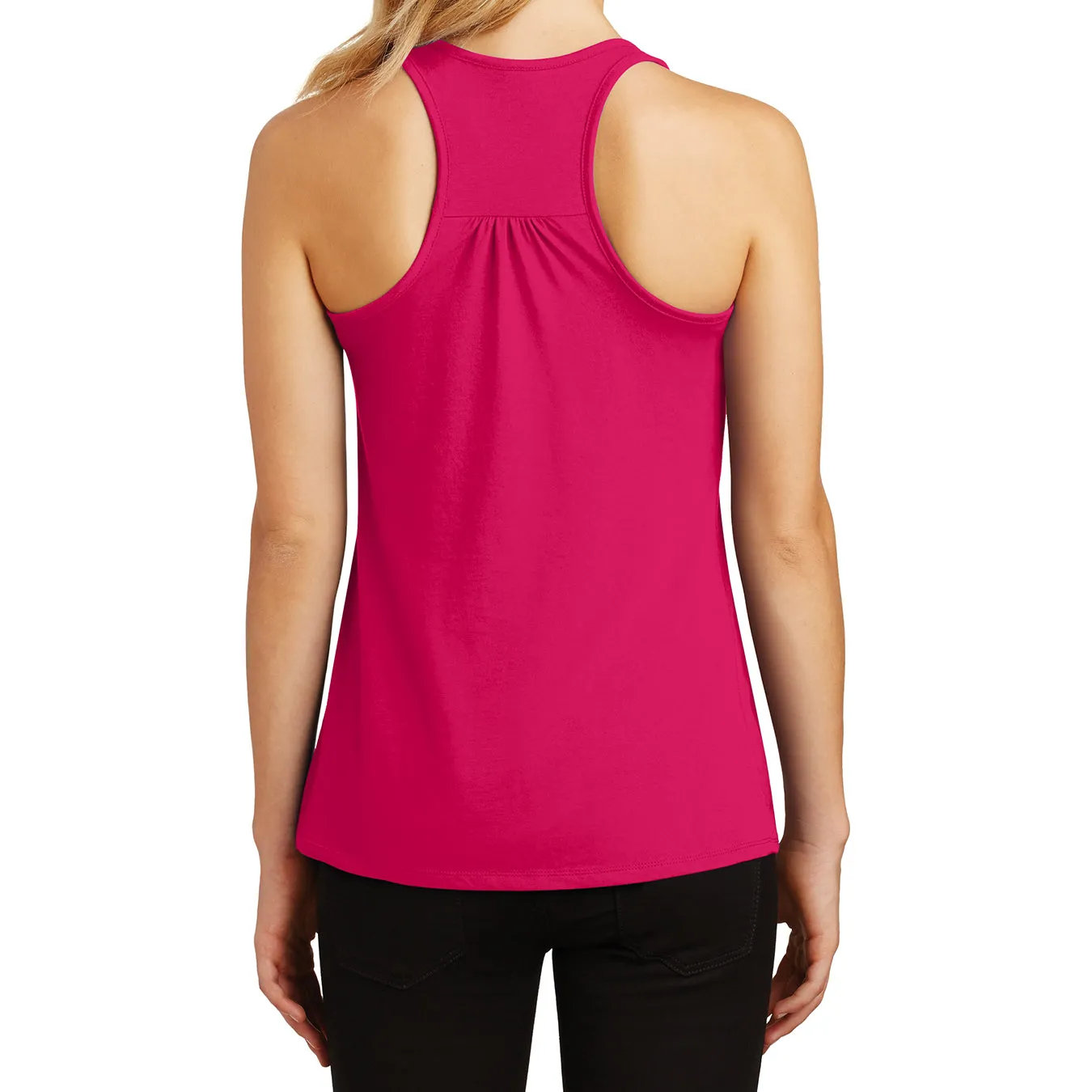 Womens Solid Gathered Racerback Tank