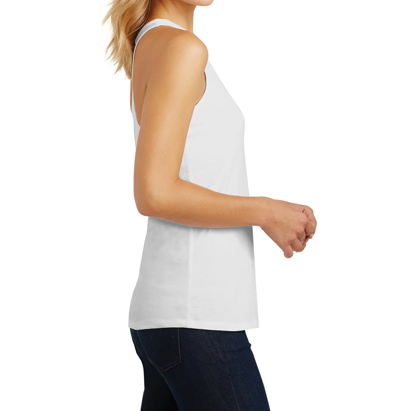 Womens Solid Gathered Racerback Tank